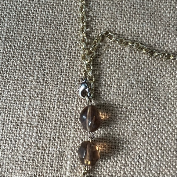 Brown planet orb sphere circle gold tone layering necklace long lanyard wrap - Picture 3 of 5